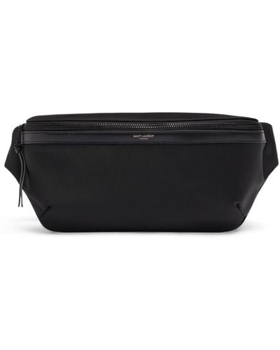 Saint Laurent City Leather & Nylon Crossbody Bag - Black