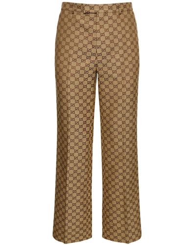 Gucci Summer gg Supreme Linen Blend Trousers - Natural