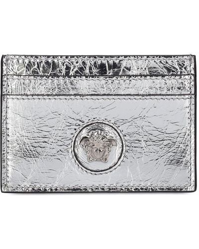 Versace Porta carte di credito medusa in pelle - Grigio