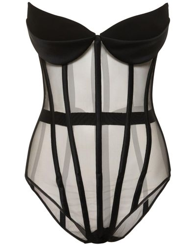 Monot Body in crepe con bustier - Nero