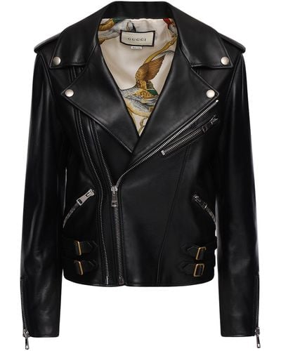 Gucci Biker-jacke aus plongé-leder - Schwarz