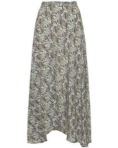 Isabel Marant Sakura Printed Silk Midi Skirt - Gray