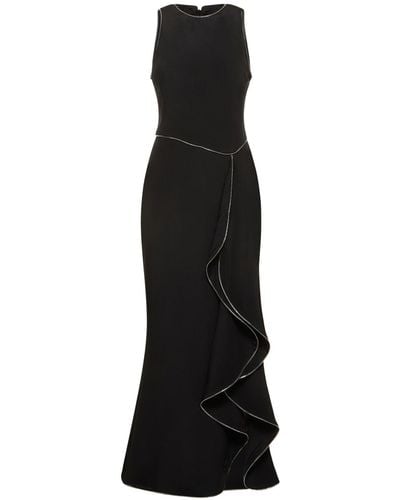 Brandon Maxwell Silk Crepe Long Dress W/ Zip Details - Black