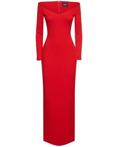 Solace London Tara Off-the-shoulder Crepe Long Dress - Red