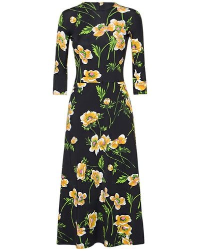 Balenciaga Kleid Aus Nylon Mit Blumenmuster Und A-linie - Schwarz
