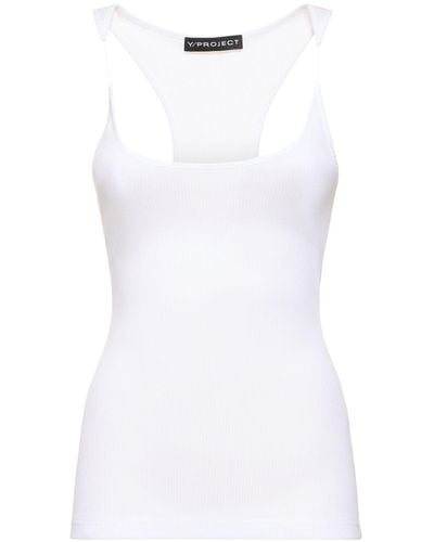 Y. Project Ribbed Jersey Invisible Straps Top - White