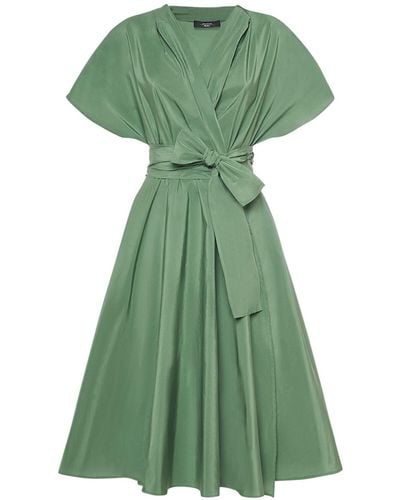 Weekend by Maxmara Giambo Belted Cotton Blend Midi Dress - Green