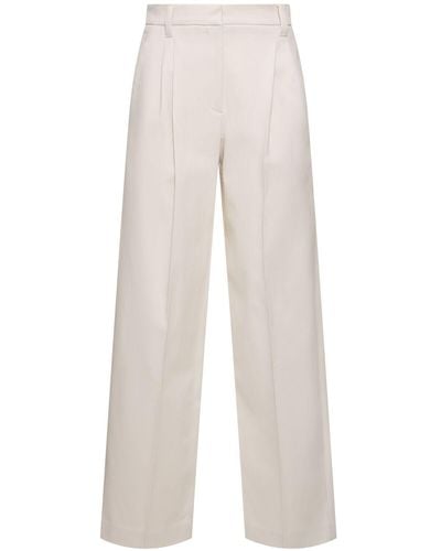 Brunello Cucinelli Pantaloni dritti in cotone stretch - Bianco