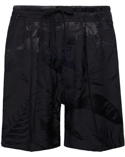 Tom Ford Pleated Floral Jacquard Viscose Shorts - Blue
