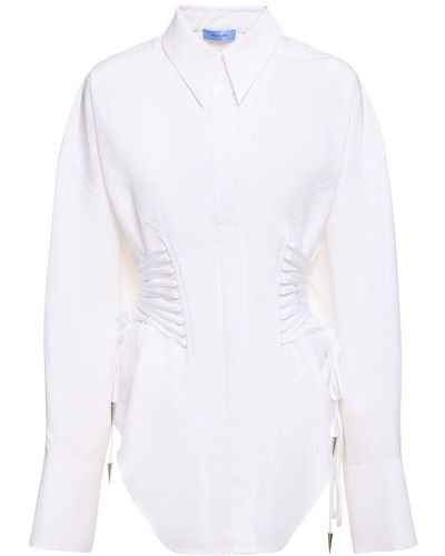 Mugler Camisa de popelina de algodón - Blanco