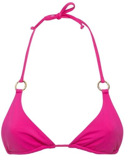 Louisa Ballou Mini Ring Triangle Bikini Top - Pink