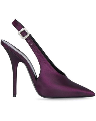 Saint Laurent 115Mm Yasmeen Shantung Slingback Court Shoes - Purple