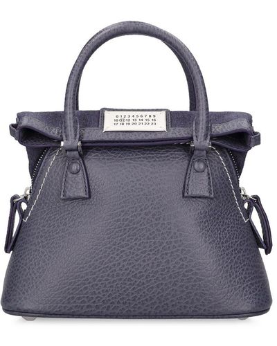 Maison Margiela 5Ac Micro Grained Leather Top Handle Bag - Blue