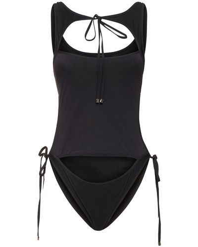 The Attico Jersey Cutout One Piece Swimsuit - Black