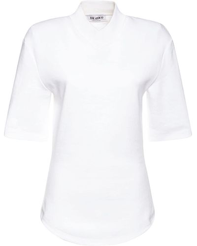 The Attico T-shirt In Jersey Pesante Con Scollo A V - Bianco