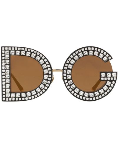 Dolce & Gabbana Dg Crystals Embellished Sunglasses - Metallic