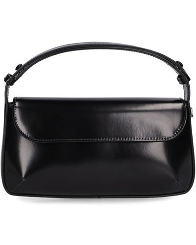 Courreges Sleek Leather Shoulder Bag - Black