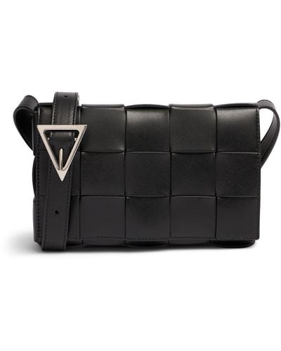 Bottega Veneta Medium Cassette Intreccio Leather Bag - Black