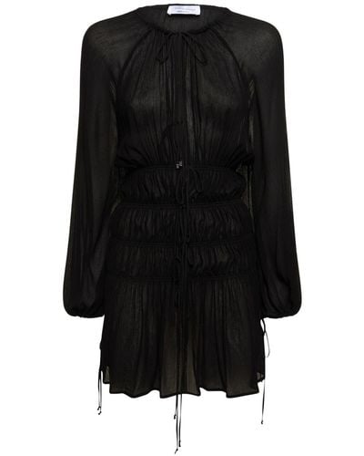 Blumarine Gathered Viscose Jersey Mini Dress - Black