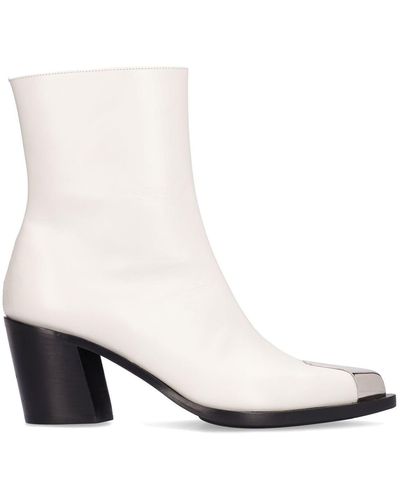 Alexander McQueen 45mm Punk Leather Cowboy Boots - White