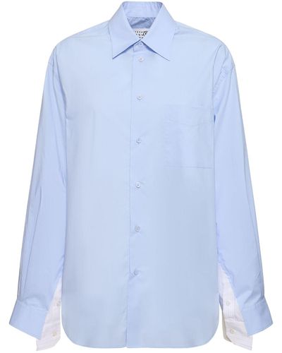 MM6 by Maison Martin Margiela Striped Cotton Poplin Shirt - Blue
