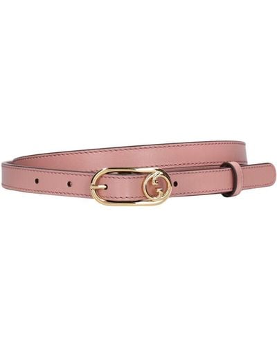 Gucci 15Mm Round Interlocking G Leather Belt - Pink