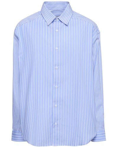 Matteau Striped Organic Cotton Classic Shirt - Blue
