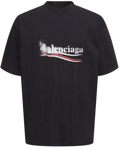 Balenciaga Political Stencil Logo Cotton T-shirt - Black