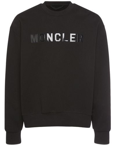 Moncler Sweatshirt Aus Baumwolle Mit Logodruck - Schwarz