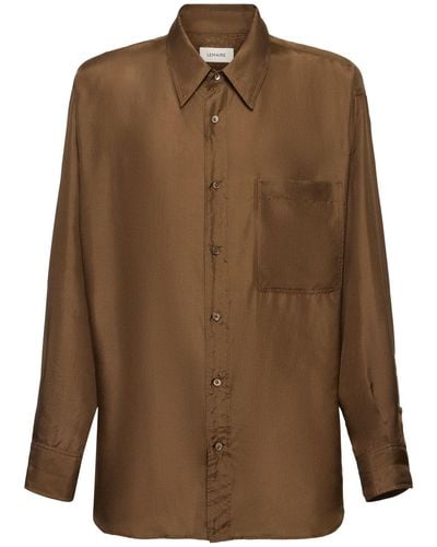 Lemaire Loose Silk Twill Shirt - Brown