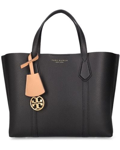 Tory Burch Sm Perry Triple-Compartment Leather Tote - Black