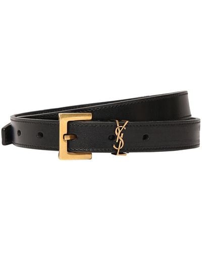 Saint Laurent Ceinture en cuir avec boucle cassandre 20 mm - Blanc