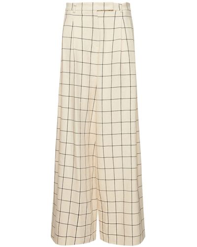 Rochas Macro Check Canvas Wide Trousers - Natural