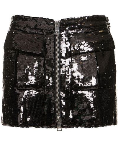 Brandon Maxwell Sequined Zipped Mini Skirt - Black