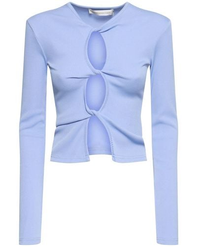 Christopher Esber Twisted Side Cutout Long Sleeve Top - Blue