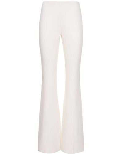 Michael Kors Stretch Wool Crepe Flared Trousers - White