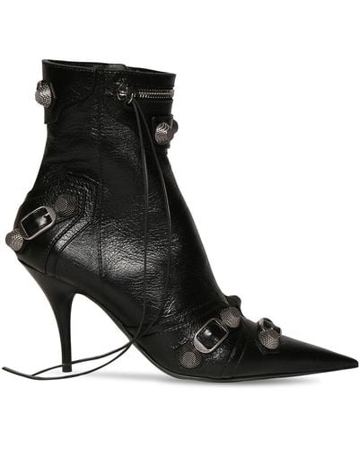 Balenciaga 90mm Cagole Leather Ankle Boots - Black