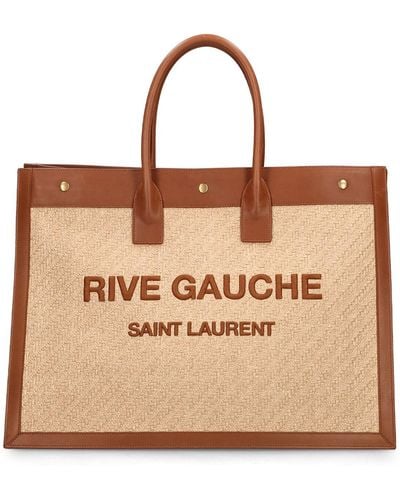 Saint Laurent Rive Gauche ラフィアトートバッグ - ナチュラル