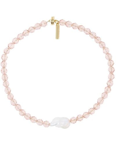 Timeless Pearly Pearl Charm Collar Necklace - Natural