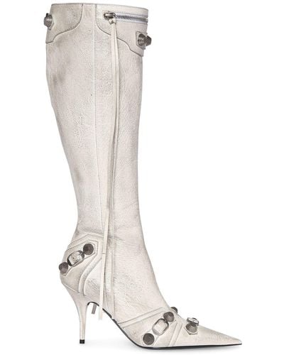 Balenciaga Botas altas cagole de piel 90mm - Blanco
