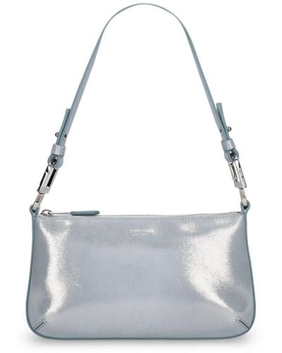 Giorgio Armani Small Shiny Leather Shoulder Bag - Gray