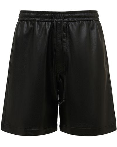 Nanushka Faux Leather Sweat Shorts - Black