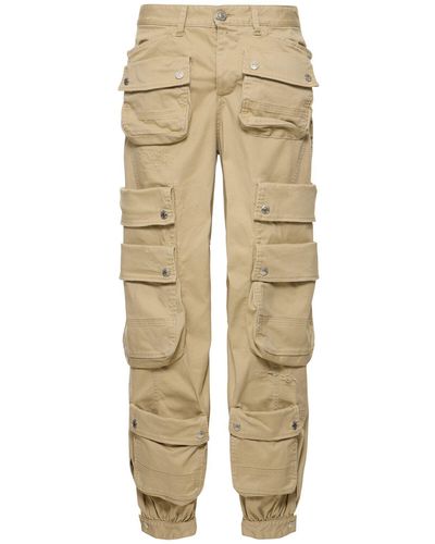DSquared² Cotton Drill Midrise Wide Cargo Pants - Natural