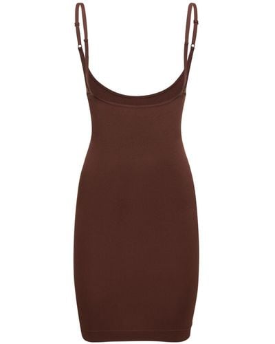 ANDREADAMO Sculpting Jersey Slip-On Mini Dress - Brown