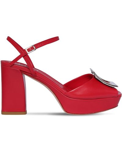 Roger Vivier 90mm Leather Platform Sandals - Red