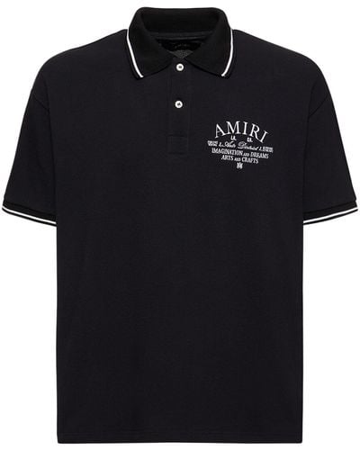 Amiri Arts District Piqué Cotton Polo Shirt - Black