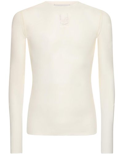 Ludovic de Saint Sernin Embellished Logo Long Sleeve T-Shirt - White