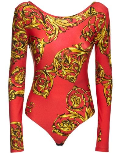 Versace Garland Print Lycra Bodysuit - Red