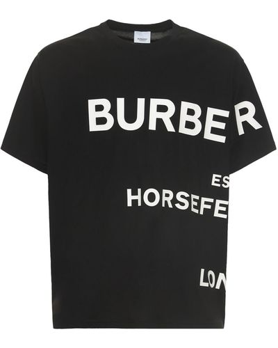 Burberry Oversize-T-Shirt aus Baumwolle mit Horseferry-Aufdruck - Schwarz