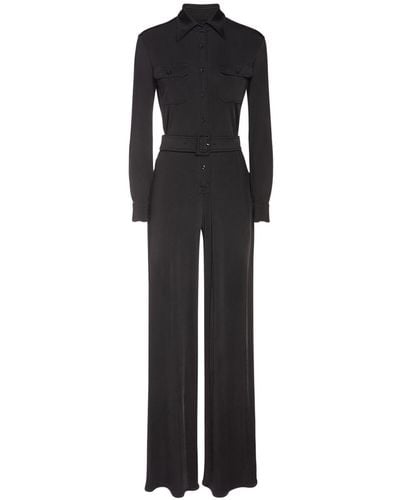 Tom Ford Langer Jumpsuit Aus Stretch-satin - Schwarz